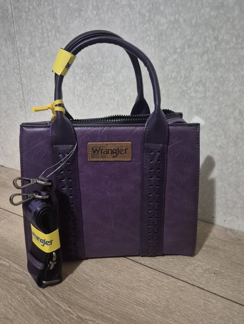 NWT Wrangler Purple Braided-Trim Top-Handle Satchel-Crossbody Montana West-tote